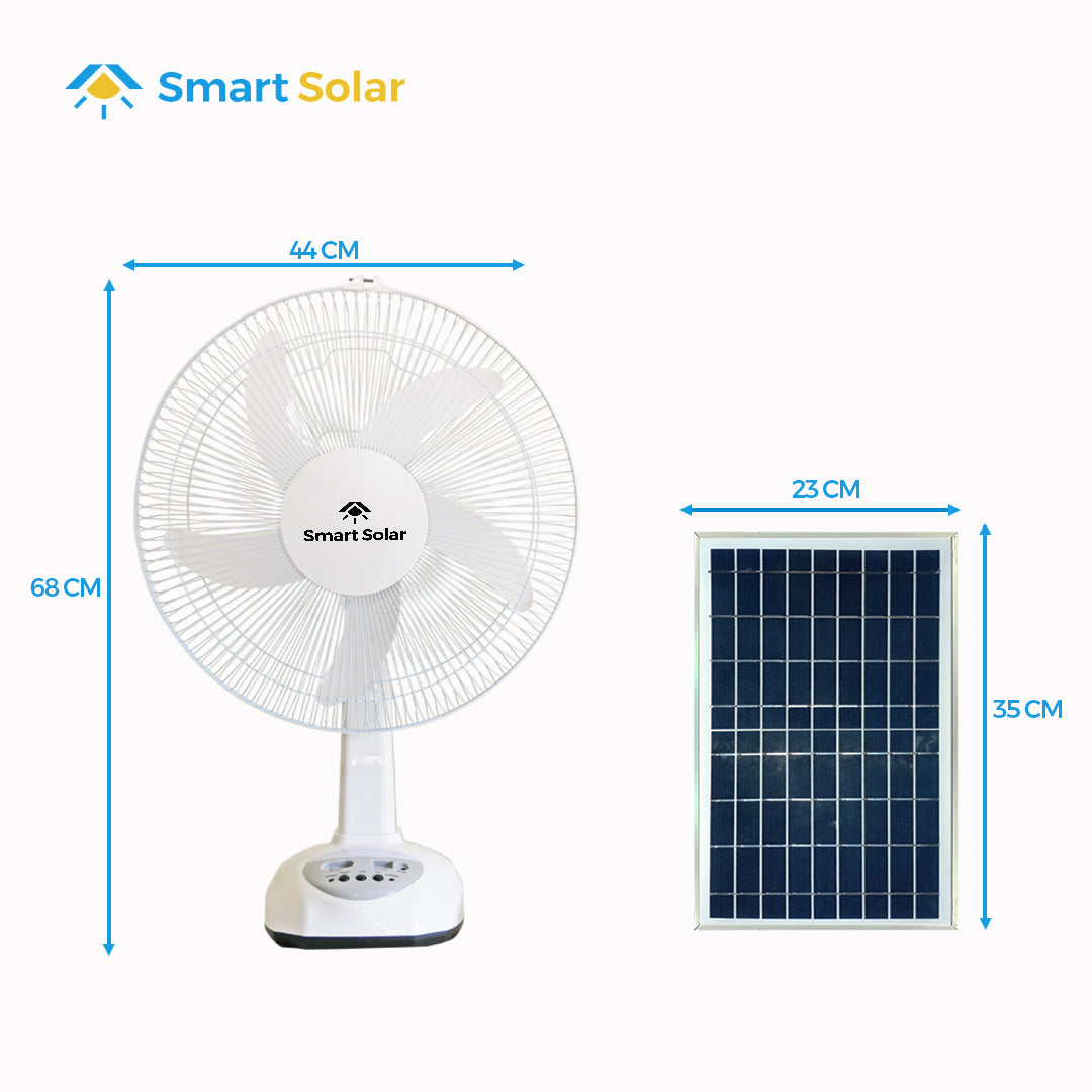 16" Smart Solar Rechargable Desk Fan
