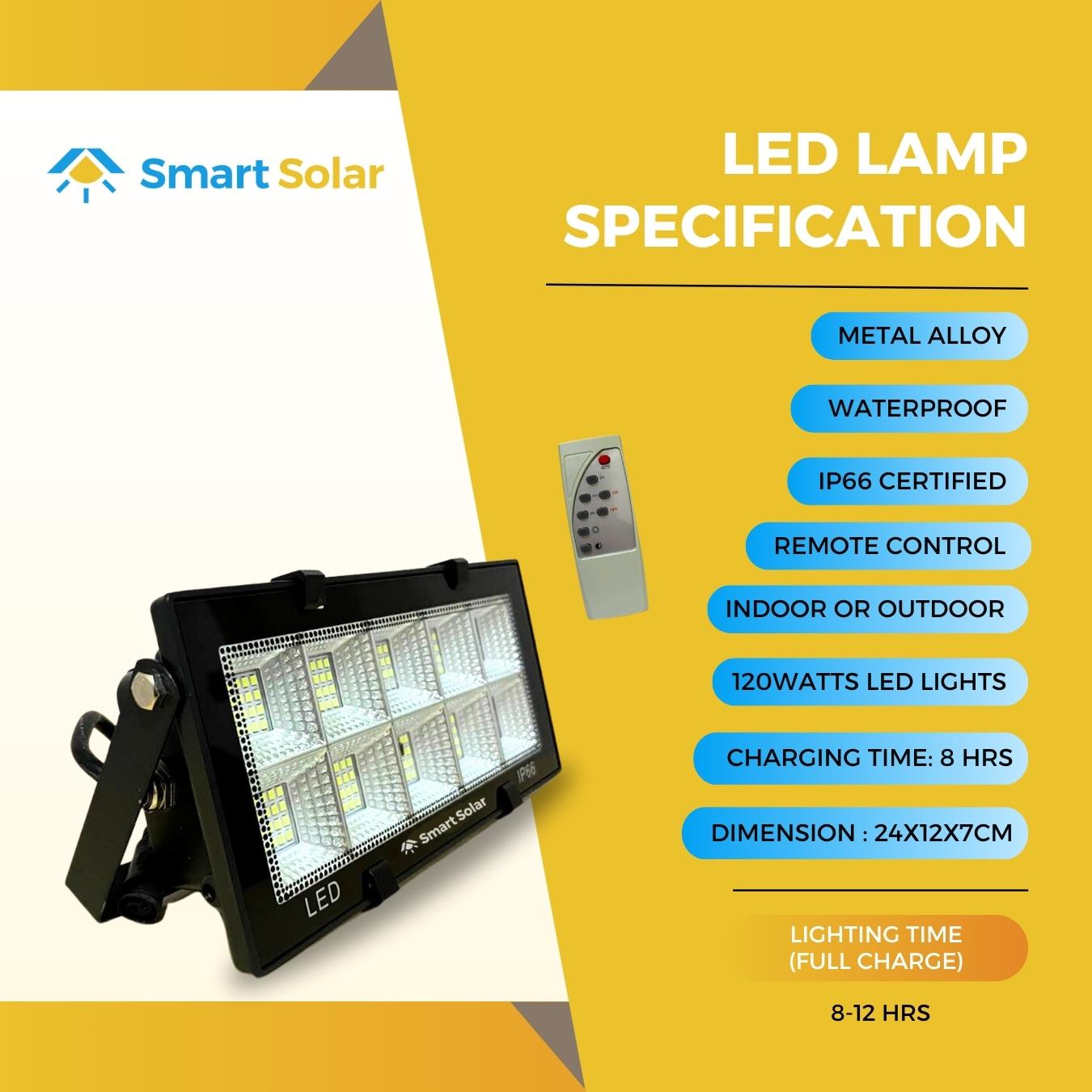 120 watts Smart Solar Waterproof LED Lamp