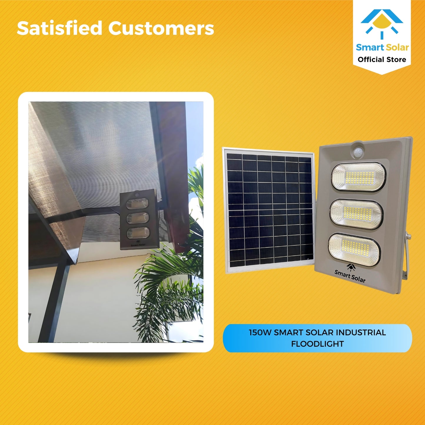 SMART SOLAR Industrial Floodlight with Motion Sensor