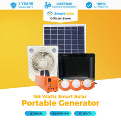 Smart Solar Portable Generator 155watts w/ 19' inch LED TV