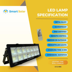 180 watts Smart Solar Waterproof LED Lamp
