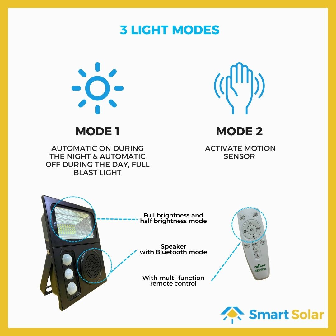 50watts Solar Floodlight With Bluetooth Speaker