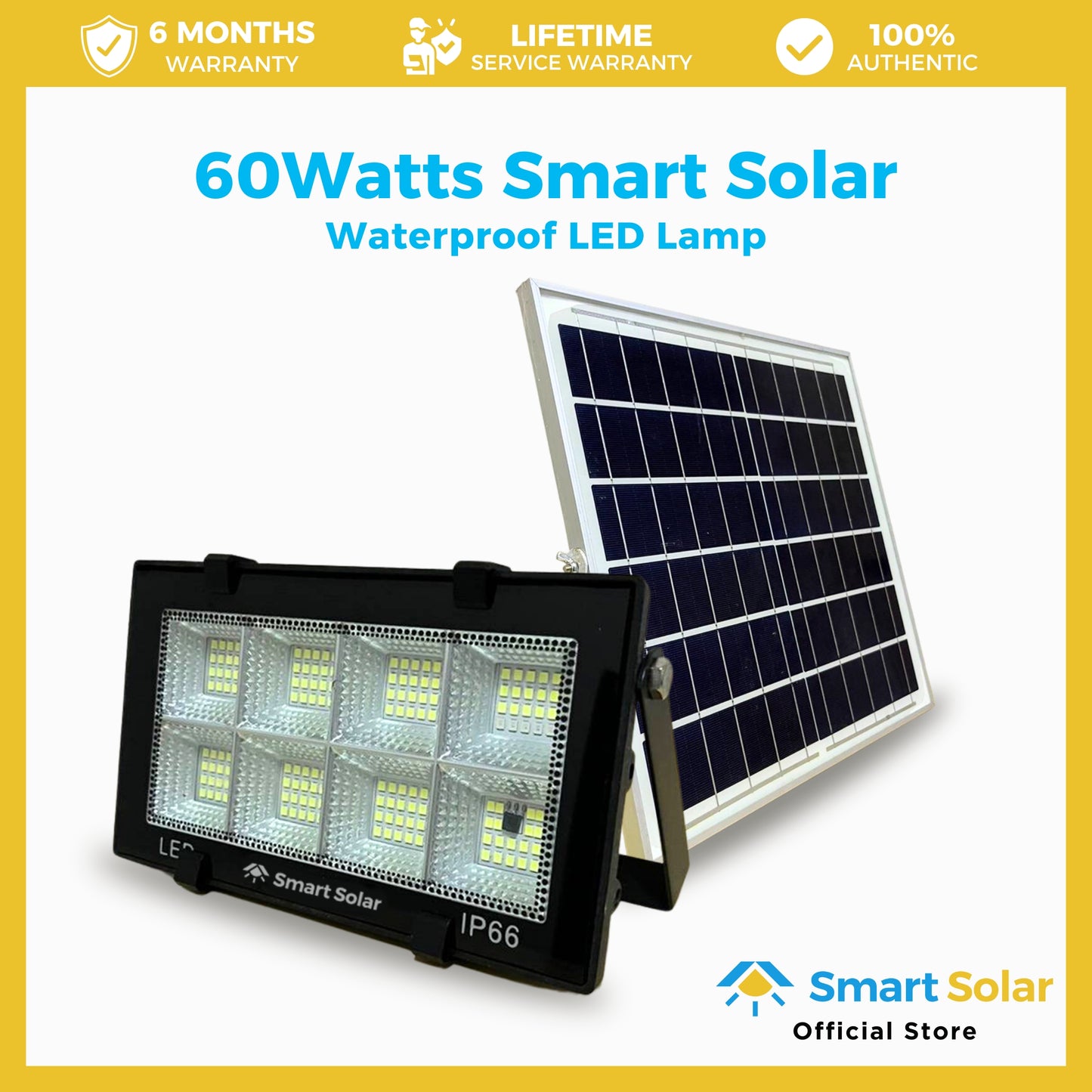 60 watts Smart Solar Waterproof LED Lamp