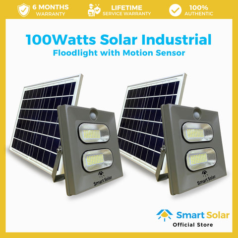 100 watts SMART SOLAR Industrial Floodlight with Motion Sensor
