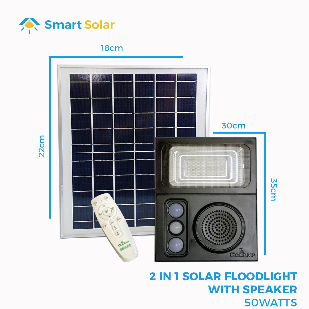 50watts Solar Powered Floodlight With Bluetooth Speaker